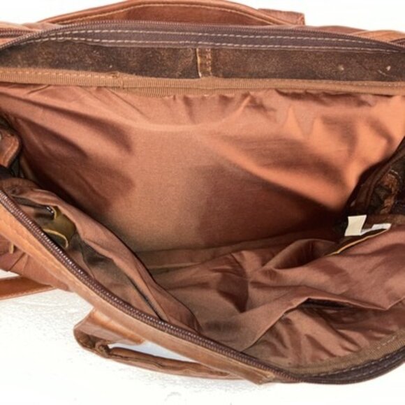 Men's Leather Crossbody Bag Vintage Shoulder Bag Casual Medium Messenger Pack - Picture 6 of 9